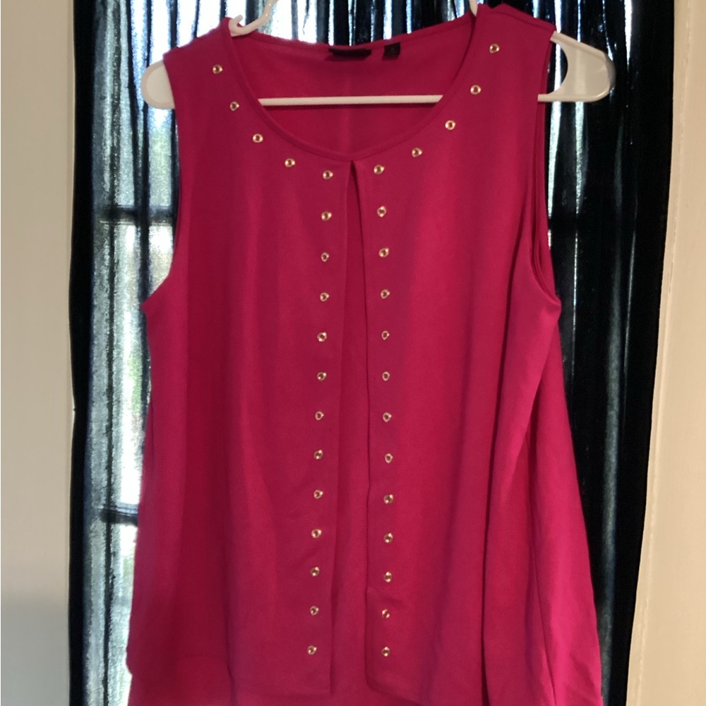 Rafaella Fuchsia Sleeveless Tank with Silver Studs